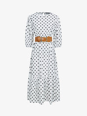 Robe à imprimé pois - Blanc - 3