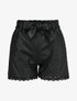 Short paper bag en simili et bords en dentelle - Noir - 1