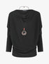 Pull fin à col bénitier et manches dolman - Noir - 1