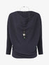 Pull fin à col bénitier et manches dolman - Bleu - 4