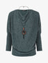Pull fin à col bénitier et manches dolman - Vert émeraude - 4