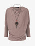 Pull fin à col bénitier et manches dolman - Taupe - 1