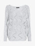 Pull loose en maille geométrique ajourée - Gris clair - 1