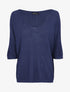Pull loose en maille fine à manches 3/4 - Marine - 4