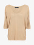 Pull loose en maille fine à manches 3/4 - Beige - 1