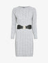 Robe pull en maille torsadée et taille côtelée - Gris chiné - 1