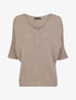 Pull oversize à manches 3/4 et col U - Taupe - 4