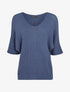 Pull oversize à manches 3/4 et col U - Bleu - 1