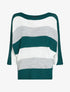 Pull loose à imprimé rayé et manches dolman - Bleu canard - 5