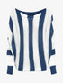 Pull oversize chauve-souris en maille ajourée - Bleu/blanc - 1