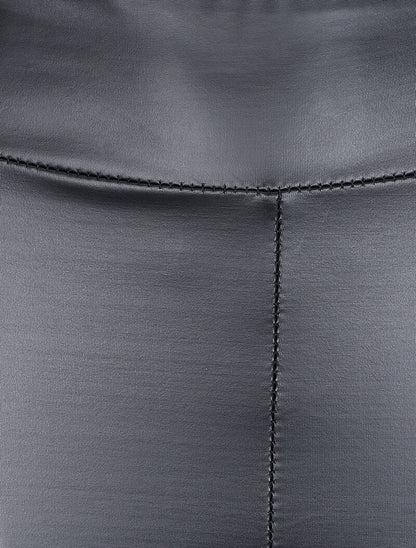 Legging taille haute en simili - Noir - 4