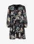 Robe en voile à imprimé fleuri et col cache-coeur - Noir - 3