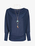Pull chauve-souris uni - Bleu marine - 4