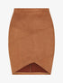 Jupe en suédine à bords asymétriques et coutures contrastantes - Camel - 4