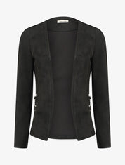 Veste ouverte en suédine à poches zippées en trompe l&