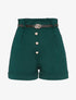 Short taille haute à boutons stylisés - Vert foncé - 1