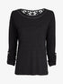 Pull à dos long en crochet - Noir - 1