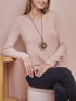 Pull à détail argenté et doublure en voile - Rose - 5
