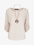 Pull à manches chauve-souris rabattables - Beige - 4