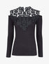 Pull à épaules dénudées et plastron dentelle - Noir - 1