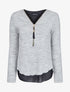 Pull en maille douce à doublure voile - Gris - 4