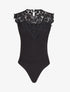 Body à plastron en dentelle - Noir - 4