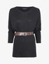 Robe pull asymétrique coupe chauve-souris - Noir - 1