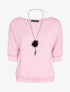 Pull chauve-souris avec sautoir - Rose - 4