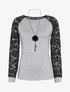 Pull à manches raglan en dentelle - Gris clair - 1