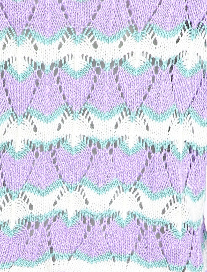 Pull en maille à rayures stylisées et col montant - Lilas - 3