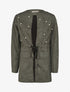 Veste en suédine à perles et liens à nouer - Kaki - 1