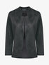 Veste en suédine à col biseauté et bords arrondis - Noir - 1