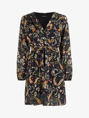 Robe patineuse cache-coeur imprimé cachemire - Noir - 1