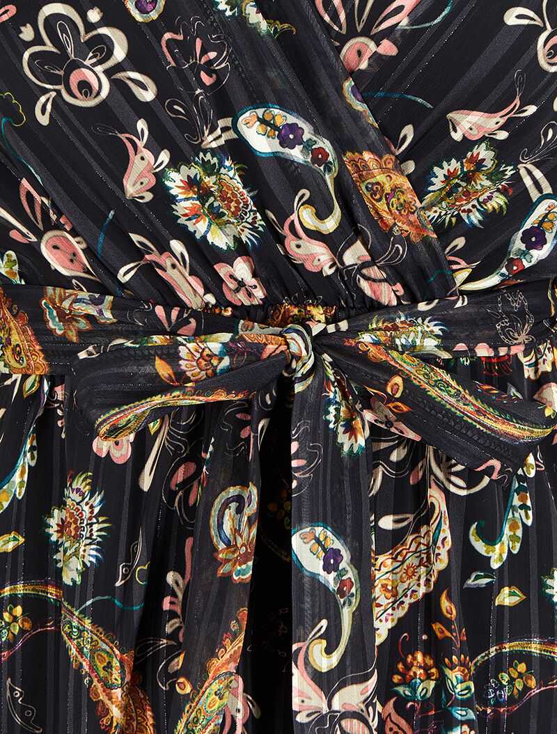 Robe patineuse cache-coeur imprimé cachemire - Noir - 3