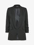 Blazer oversize à manches 3/4 froncées - Noir - 1