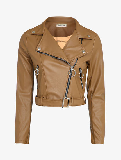 Perfecto court à zips stylisés - Camel - 1