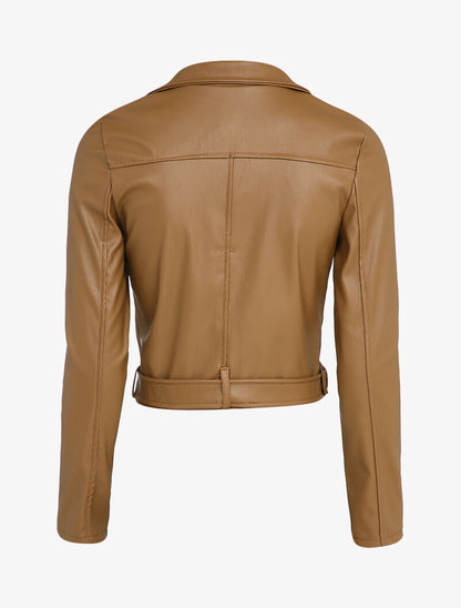 Perfecto court à zips stylisés - Camel - 2