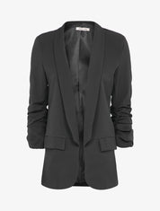 Blazer oversize à manches coudées froncées - Noir - 1