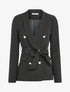 Blazer oversize à boutons stylisés et ceinture - Noir - 4