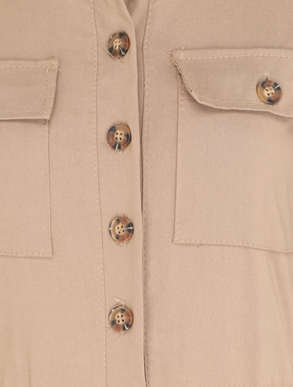 Combinaison slim à poches à rabats - Beige - 3