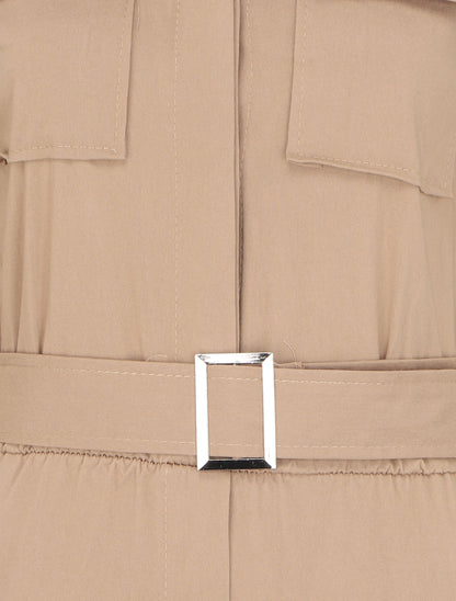 Combinaison à manches 3/4 et poches à rabats - Beige - 3