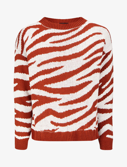 Pull à imprimé zèbre - Orange/blanc - 4