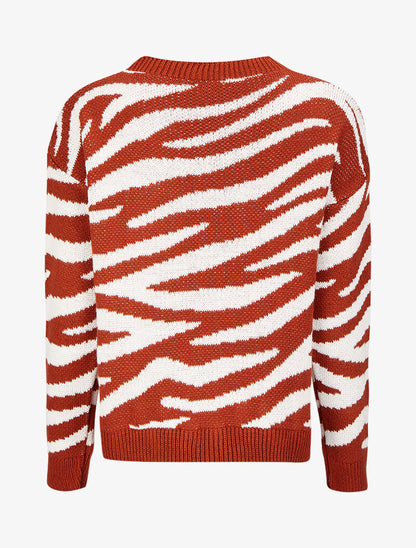 Pull à imprimé zèbre - Orange/blanc - 2