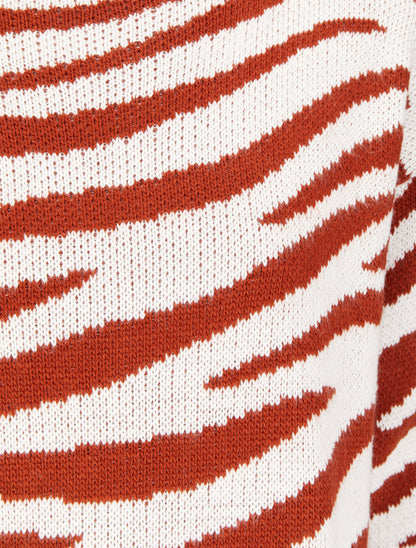 Pull à imprimé zèbre - Orange/blanc - 3