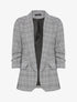 Blazer imprimé prince de galles à manches 3/4 froncée - Noir - 1