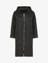 Manteau mi-long à capuche et manches à revers - Noir - 1