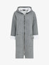 Manteau mi-long à capuche et manches à revers - Gris chiné - 1