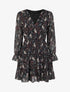 Robe volantée à col à lacets et imprimé cachemire - Noir - 1