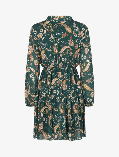 Robe à col lavallière et imprimé cachemire - Vert émeraude - 2