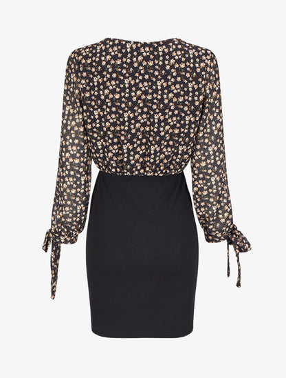Robe fourreau à buste effet boule imprimé fleurs d&